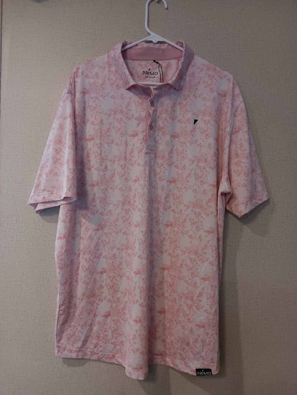Primo Men's Pink Patterned Polo - Casual Performance Shirt Sz 2x